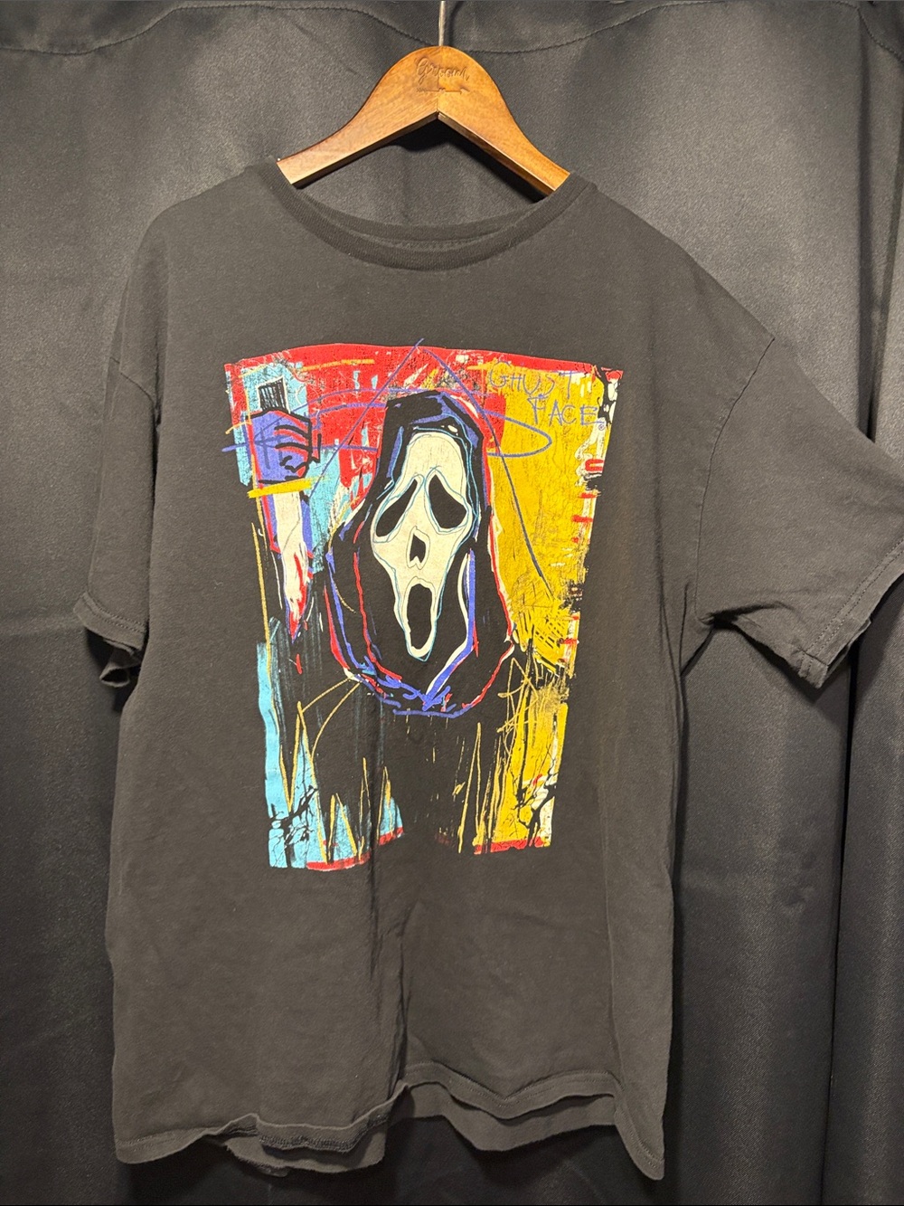 Black Graphic Short-Sleeve Men's T-shirt Ghost face